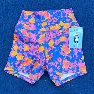 Fleo Vibrant Pink and Blue Patterned Shorts